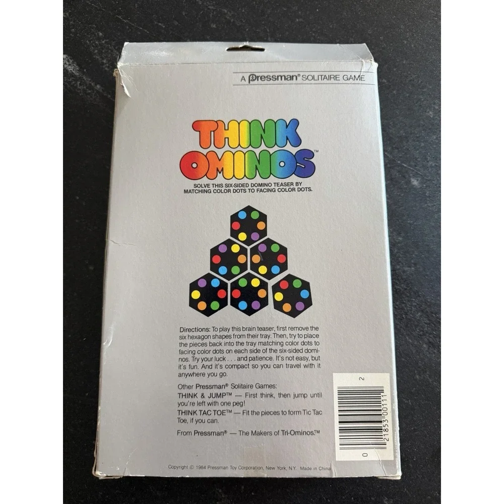 Vtg 1980s Pressman‎ THINK Puzzle Lot (4) Ominos, Circle, Tac Toe & Think & Jump